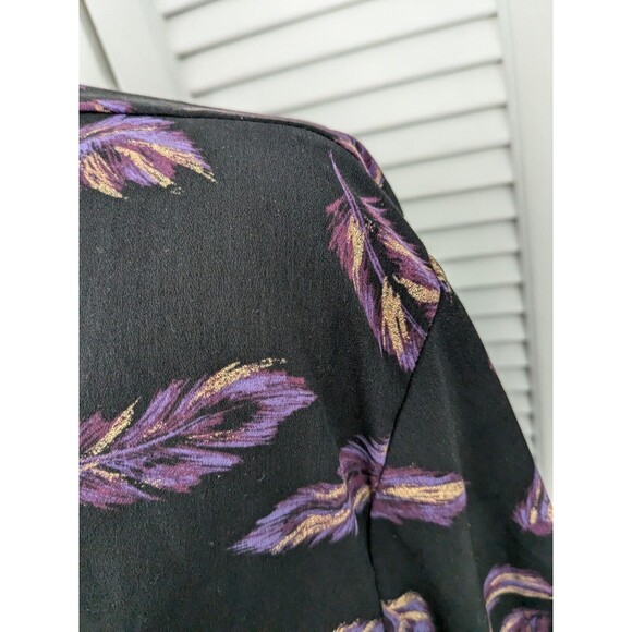 LANE BRYANT Top Women's Plus Sz 22 Blouse Black Purple Laceup Boho Peasant Shirt - Picture 8 of 15